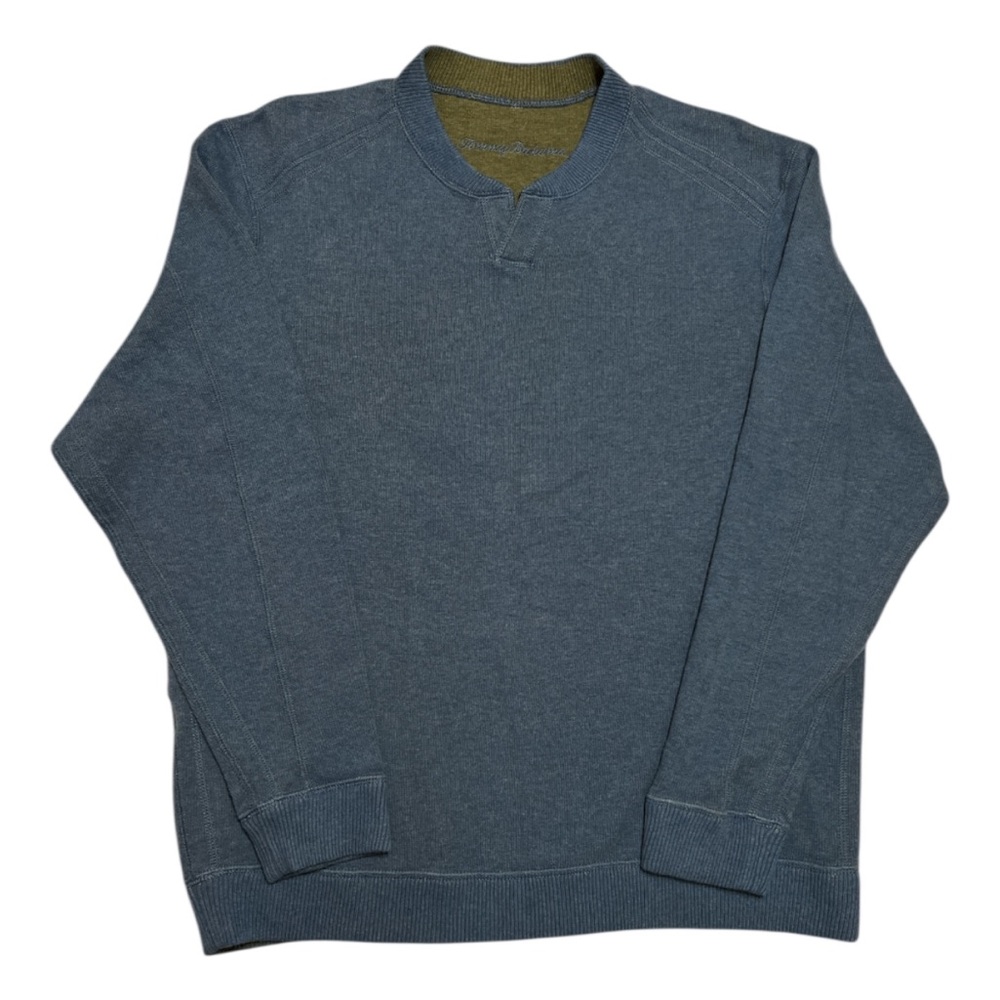 Men’s Tommy Bahama Fliprider Reversible V-Neck Cotton Sweater Blue